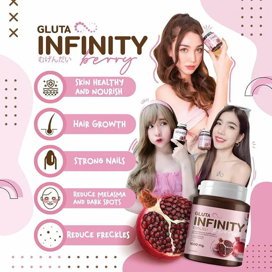 Gluta Infiniy 1000mg L-Glutathione Supplement- 30Tablets (Halal Certified)