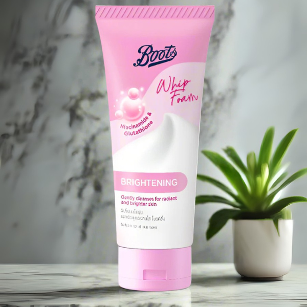 Boots Whip Foam Brightening Cleanser, a facial wash designed to brighten skin